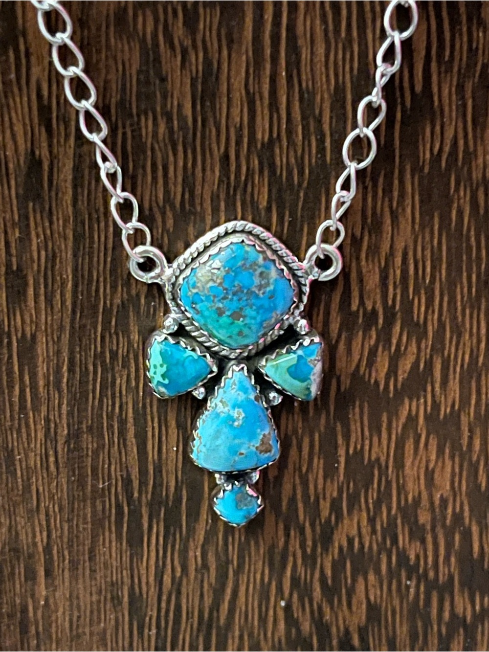 White Water Turquoise Sterling Silver Pendant Necklace - Southwestern Style